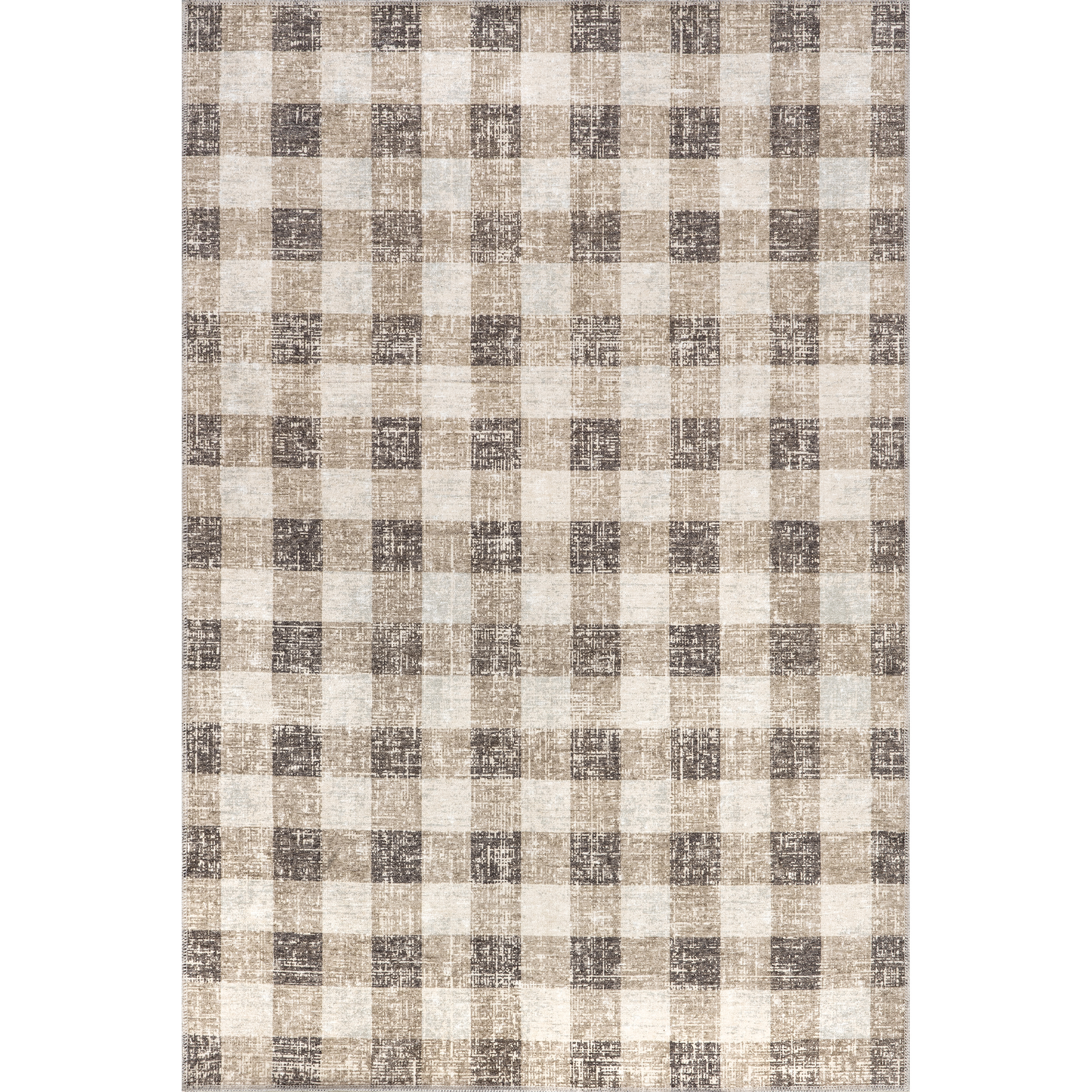 nuLOOM Drew Gingham Plaid Machine Washable Area Rug, 4' x 6', Light Brown