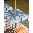 thumbnail image 2 of Outdoor Tablecloth with Umbrella Hole for Patio/Picnic/Party/Camping, Navy Blue Palm Tree Waterproof Table Cloth Square Cover Washable, Tropical Summer Coastal Vintage Blue (60"x 60"), 2 of 9