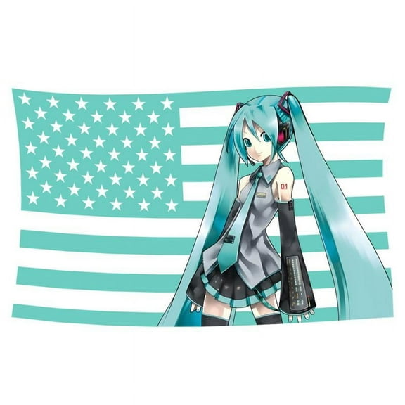 Anime Hatsune Miku Flag Funny Banner Tapestry Flag Suitable for Wall Decoration College Dormitory Indoor Outdoor Party Decoration Durable Room Decoration