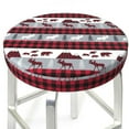thumbnail image 3 of Lsque Buffalo Plaid Forest Round Bar chair cushion covers Velvet Fabric Premium Comfort Protects from Scratches and Stains for 14-17 Inch Chair- 12 inch, 3 of 7