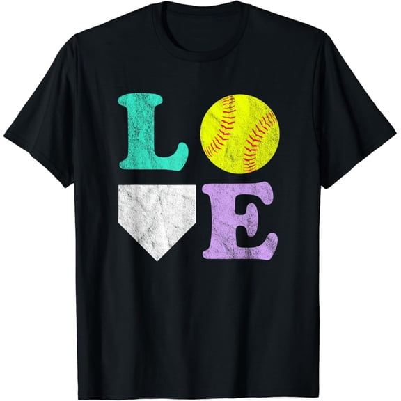 Sam Soft Women'S Or Girls I Love Softball T-Shirt Unisex Cotton Tee Full Size S-5Xl