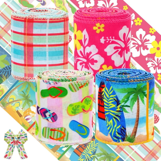 Cinta decorativa de arpillera Ceenna, 4 rollos, 2.5 pulgadas x 20 yardas