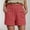 Red, variant on Sakmal Comfy Shorts for Women Summer Green Straight Leg High Waisted 6" Shorts with Pockets