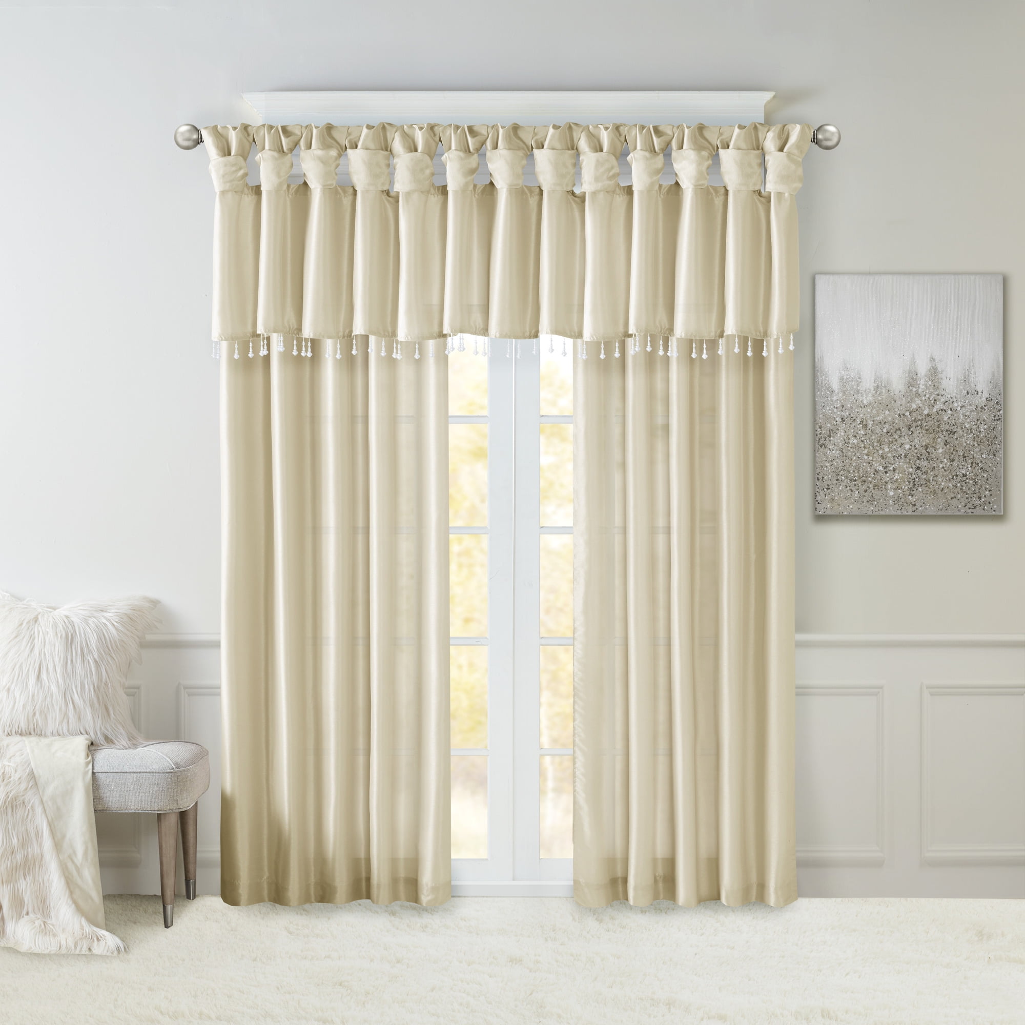 Twist Tab Lined Window Curtain Panel Champagne 50"x95"
