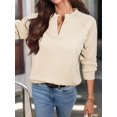 thumbnail image 6 of Women's V-Neck Textured Light Weight Long Sleeve Sweatshirt Casual Outfits Spring Fall Clothes Color S, 6 of 10
