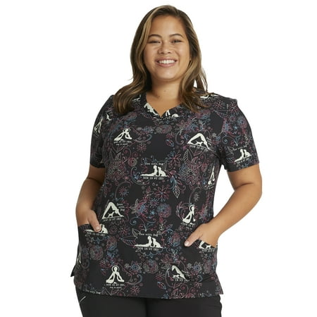 

Cherokee Prints Scrubs Top For Women V-Neck Print Plus Size CK678 5XL Dog Is My Zen