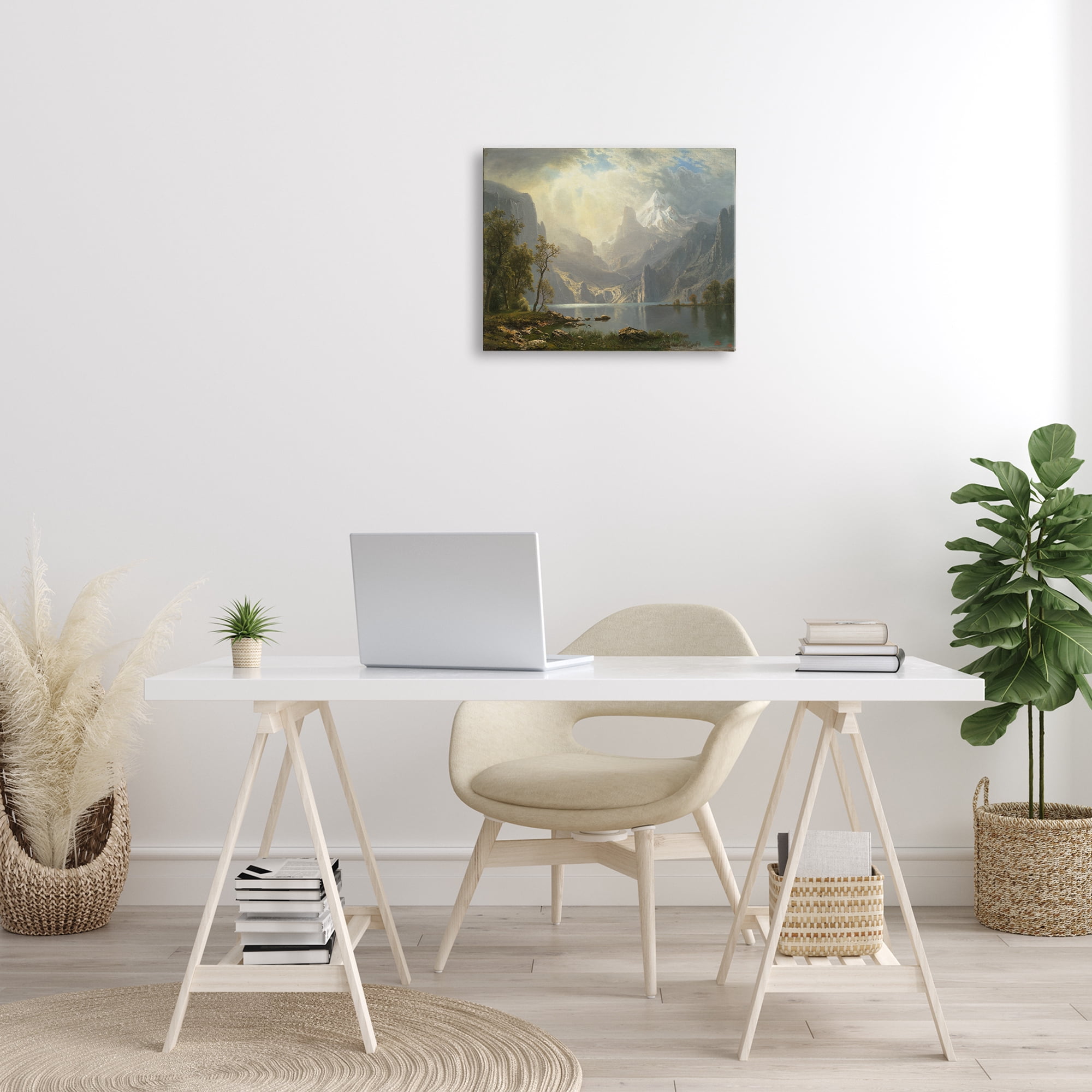 Stupell Industries Classic Bierstadt View on Mountain Landscape & Nature Painting Wrapped Canvas Art Print Wall Art, 20 x 16