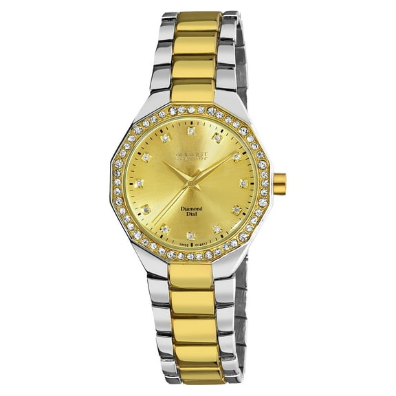 Women's Diamond Swiss Quartz Alloy Two-Tone Bracelet Watch