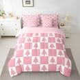 thumbnail image 2 of Feelyou Cartoon Xmas Tree Twin Bedding Sets 7-Piece for Kid, Merry Christmas Bedding Comforter Set, Pink Plaid Buffalo Reversible Sheet Sets, Lightweight Room Decor, 2 of 6