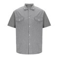 thumbnail image 3 of Chiccall Mens Linen Button Down Shirts with Pockets Solid Short Sleeve Lightweight Breathable Summer Beach Blouse Tops L Gray, 3 of 5