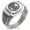 Silver, variant on Stainless Steel Three-Tiered Pine Kamon Crest CZ Ribbed Needle Stripe Pattern Biker Style Polished Ring