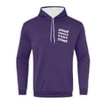 thumbnail image 5 of Men's Outdoor Casual Hooded Drawstring Sweatshirt, GOOD THINGS TAKE TIME Graphic Print Pullover for Hiking, Streetwear,Purple,2XL, 5 of 8