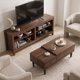 thumbnail image 4 of Home Design Kittery TV Stand with Storage Shelves and Caribou Lift-Top Coffee Table Set, Rustic Entertainment Center with Hidden Storage for Living Room, Brown, 4 of 17