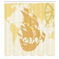 thumbnail image 3 of Ambesonne Nautical Shower Curtain, Old World Map Sailboat, 69"Wx84"L, Beige, 3 of 5