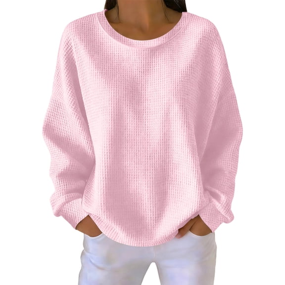 Luvrsol Plus Size Women's Blouse Comfortable Round-Neck Long Sleeve Solid Casual T-shirt Sweatshirt S-5XL