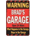 thumbnail image 1 of BRAD'S Garage Warning Man Cave Wall Decor 16 x 24 Matte Finish Metal 116240030222, 1 of 1