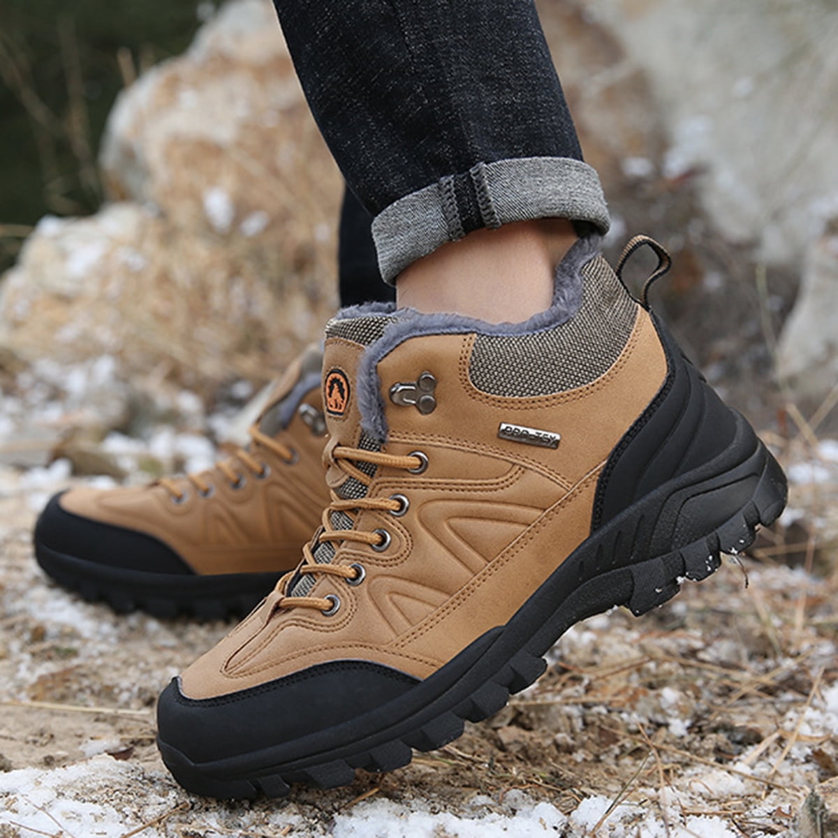 AUXDIQ Hiking Shoes Mens Waterproof Mountain Trekking Shoes Men Breathable Walking Shoes Outdoor Sports Winter Boots