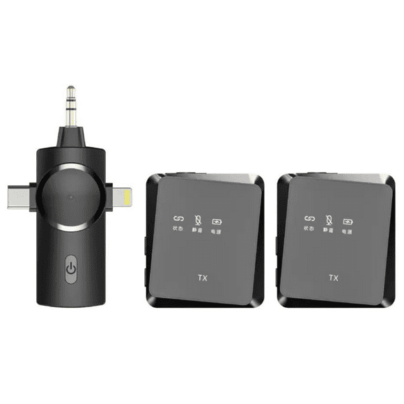 Wireless Lavalier Microphone with 3-in-1 Interface Compatible with iPhone/iPad/Laptop, 2.4G with 50M Long Distance for Recording/YouTube/Live Stream (2 Mics)