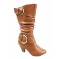 thumbnail image 2 of Auto 9k Youth Girl's Kid's Zipper Low Heel Round Toe Buckle Dress Boot ( Tan, 1 ), 2 of 2