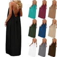 thumbnail image 5 of POIUYTR Women Cami Lounge Dress Casual Loose Backless Solid Color Sleeveless Pj Dresses Comfy Solid Color Sundress with Back Tie, 5 of 6