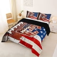 thumbnail image 2 of Erosebridal American Flag Printed Letter E Queen Comforter Set,Boys Rugby Sport Bedding Comforter Set For Kids,Reversible black,3 Pieces, 2 of 7