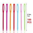 100 Pcs Large Eye Plastic Needles, 2.7inch/7cm Learning Needles, Yarn
