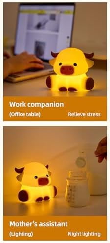 Cute Highland Cow Night Light, Squishy Highland Cow Novelty Animal Lamp, 3 Level Dimmable Nursery Nightlight with Timer, Food Grade Silicone Touch Night Light Fun Gifts for Kids Boys Girls Baby