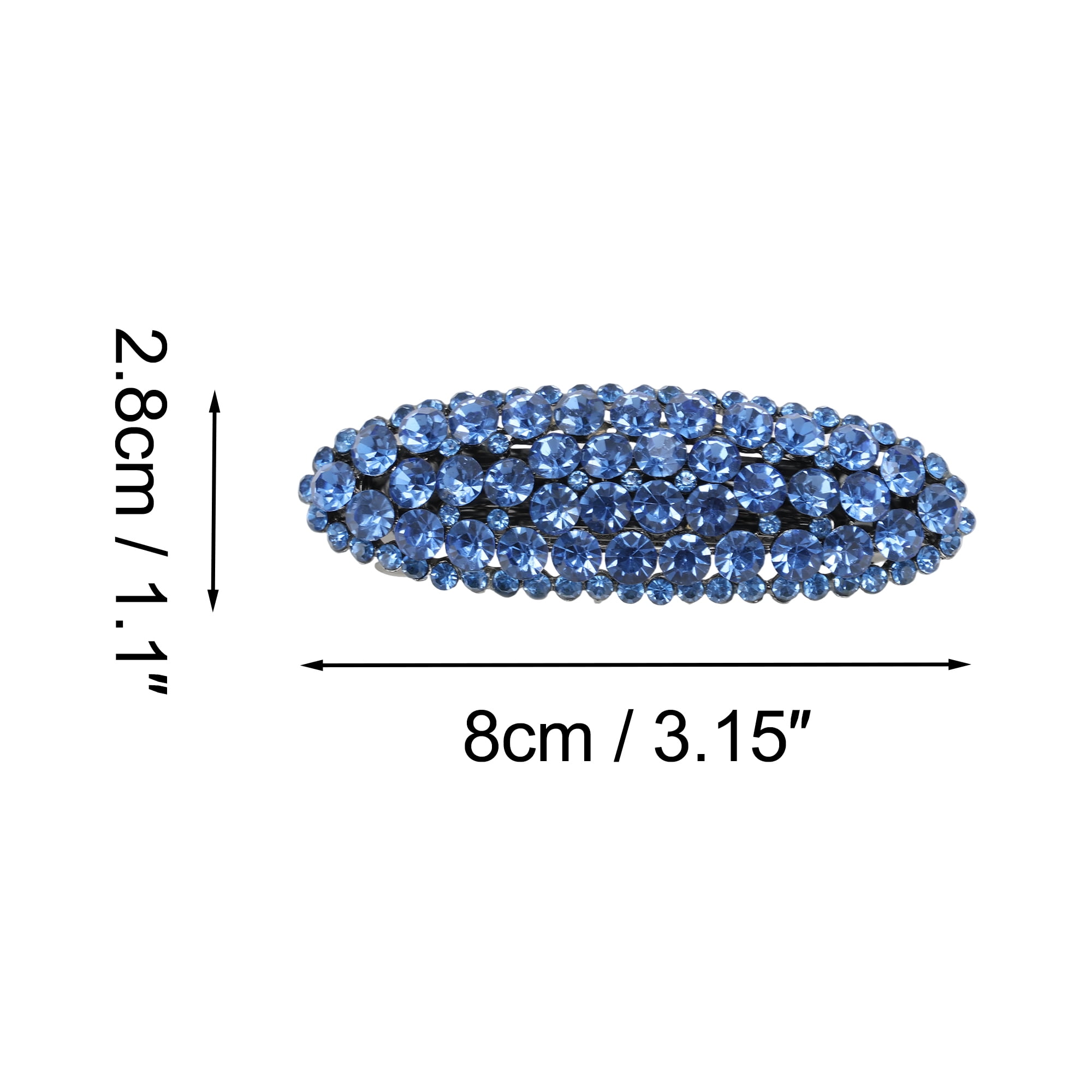 Unique Bargains Oval Rhinestone Hair Barrette All Styles Blue