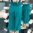 thumbnail image 4 of Little Girls Ribbon Tie Chiffon Loose Pleated Wide Leg Palazzo Pants, 4 of 6