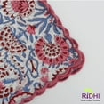 thumbnail image 3 of Pigeon Blue, Flamingo Pink on White Flower Design Indian Hand Block Printed Cotton Napkins, 9x9"- Cocktail Napkins, 20x20"- Dinner Napkins, 3 of 4