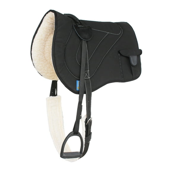 Horse SADDLE PAD  Trail Fleece ded Adjustable Bareback Pad w/ Bags Black 39193BK