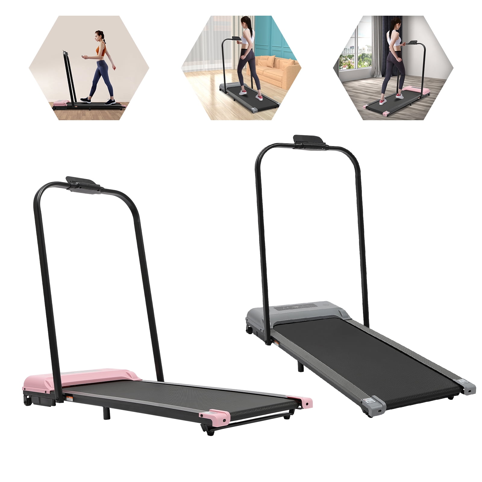 Home Treadmill with 3.0hp Motor, Adjustable Armrest, Non-slip Diamond Pattern Belt, 220.46lbs Capacity, Foldable for Easy Storage, LED Display for Tracking