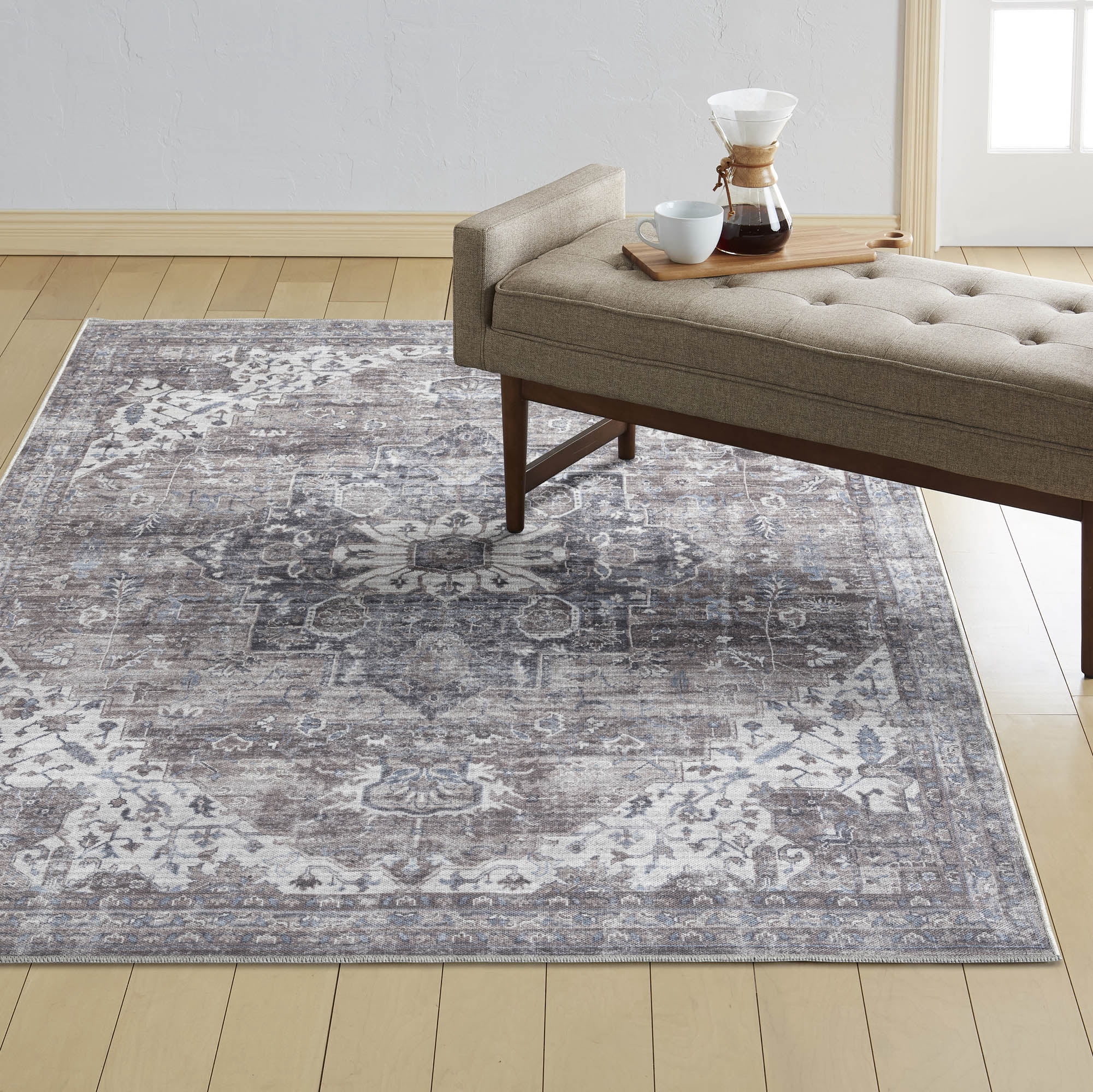 Everwash™ Callaghan Esther Bohemian Medallion Machine Washable Area Rug, Grey, 3'11"x5'6"