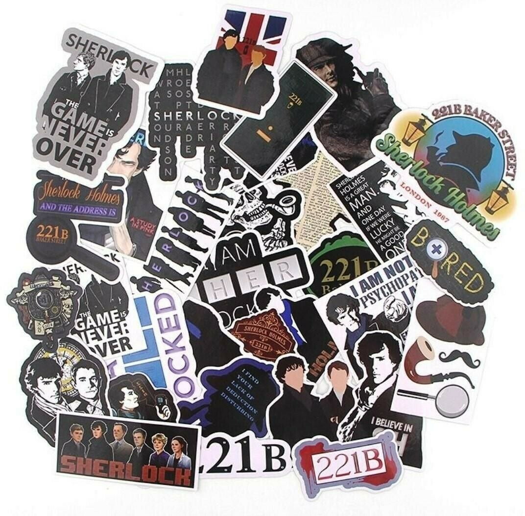 Sherlock Holmes Themed Set of 32 Assorted Stickers Decal Set 