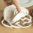 thumbnail image 3 of insstyletablematlinenstrawwovencoasterpotmatcottonthreadanti-scaldingheatinsulationpadroundmat, 3 of 5