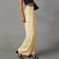 thumbnail image 4 of XFLWAM Womens Wide Leg Cargo Pants Elastic High Waist Stretch Suit Pants Baggy Casual Loose Fit Business Work Trousers with Pockets, 4 of 8