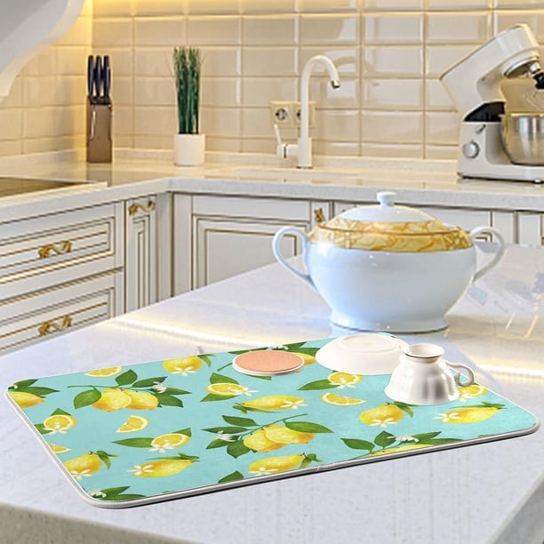 Tropical Yellow Lemon Dish Drying Mat for Kitchen Counter Decor 18
