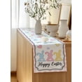 thumbnail image 5 of Table Runner 48 Inches Long for Kitchen Dining, Colorful Rabbits Dresser Scarf Farmhouse, Dining Table Decorations for Wedding/Parties, Happy Easter Cartoon Animal Pink Plaid 13 x 48 In, 5 of 8
