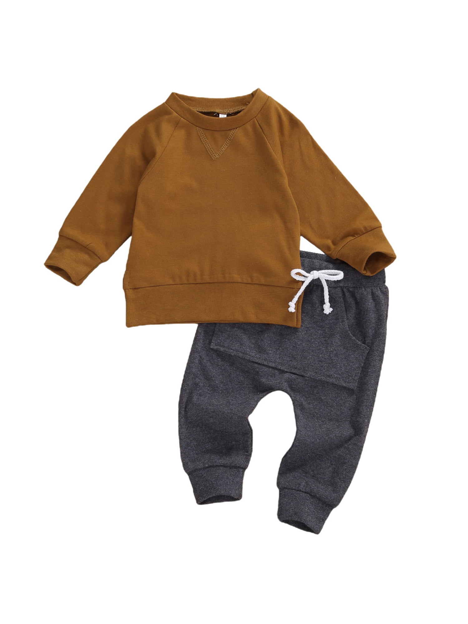 Toddler Baby Boy Clothes Long Sleeve Tops Pants Set Kids Little Boy Clothing Sweatsuit Fall Winter Outfits Set 