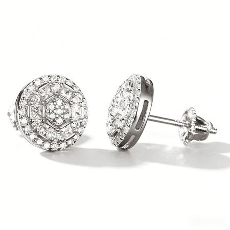 KIJ 1 Carat Round Moissanite Stud Earrings,925 Sterling Silver Rhodium Plated VVS1 Gra Certified Hypoallergenic Gifts for Men Women