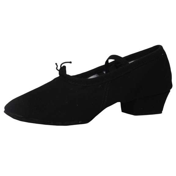 Black Ladies Trendy All-Match Plus-Size Adult Soft-Soled Teacher Shoes Lace-Up Chunky Heel Spring Summer Comfortable Dance Shoes