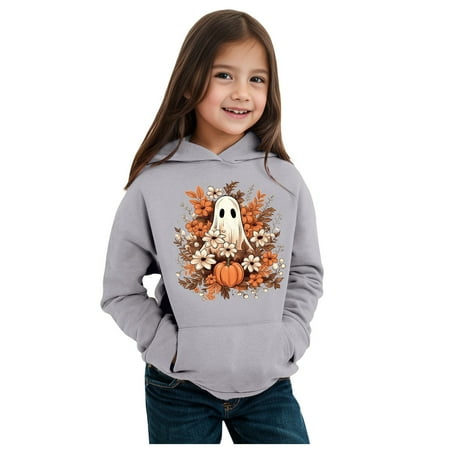

Child Toddler Boys Girls Long Sleeve Letter Prints Warm Hoodie Pullover Tops Kids Sweat Halloween Pajamas Toddler Big Sister Little Brother Pumpkin Halloween Sweatshirt