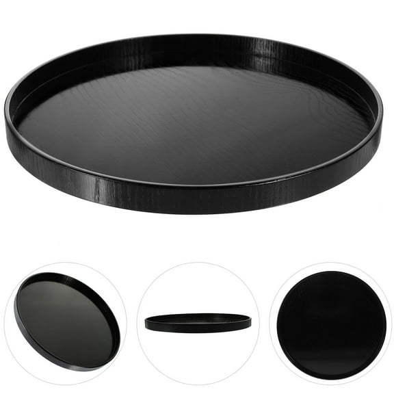 HEMOTON Restaurant Tray Serving Round Tea Tray 30.00X30.00X2.00CM Black