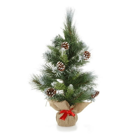 Mini Tabletop Christmas Tree with Snow & Pinecones: 18 inches - Walmart.com