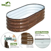 SnugNiture Galvanized Raised Garden Bed Outdoor, 3Pcs 4x2x1ft Metal Planter Box, Brown