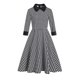 thumbnail image 4 of Vestido Vintage con cremallera y cuello de muñeca ajustado de manga tres cuartos con estampado de pata de gallo Retro para mujer Fridja nbo3069, 4 of 9