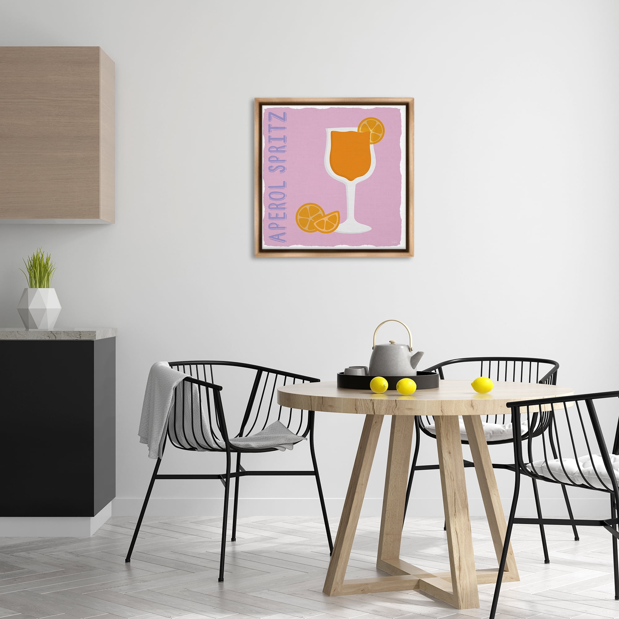Stupell Industries Aperol Spritz Cocktail Food & Beverage Painting Brown Floater Framed Canvas Art Print Wall Art, 25 x 25