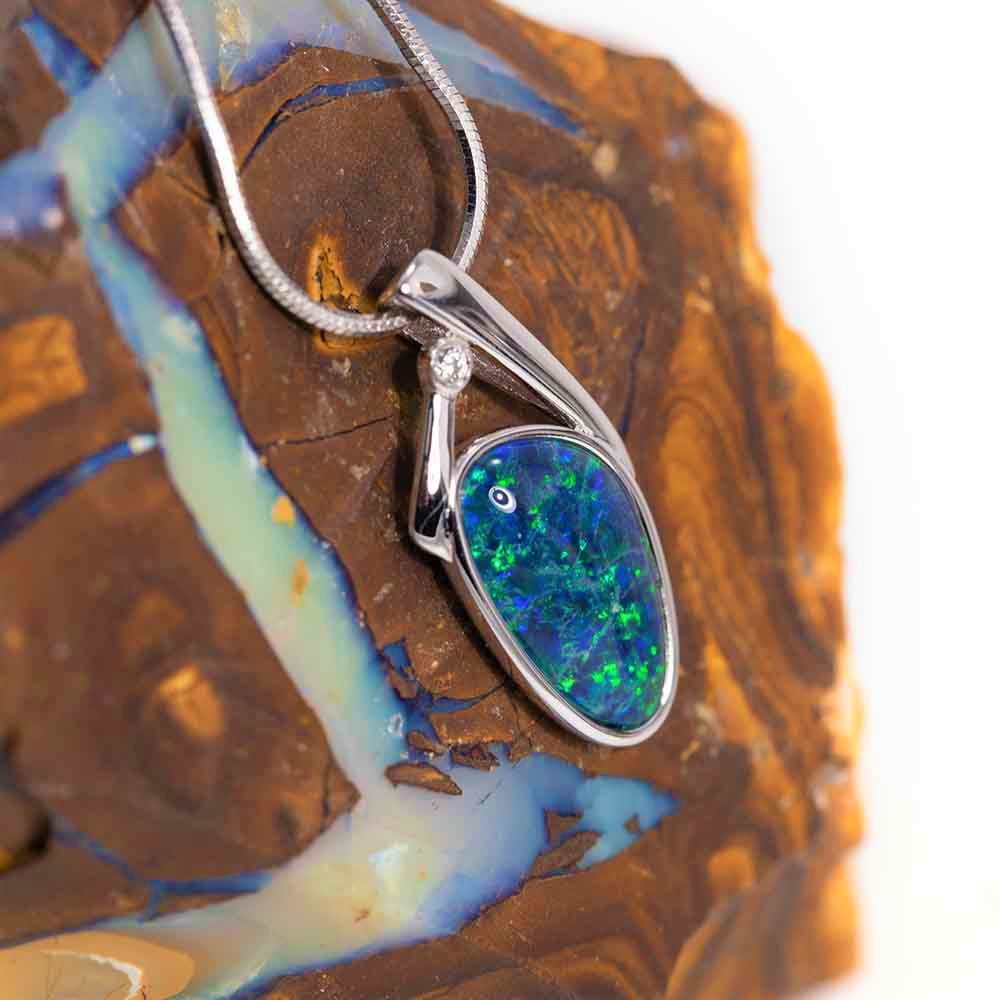 Lab-Created Opal Necklace Lab-Created Sapphires Sterling Silver | Kay