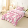 thumbnail image 2 of Manfei Cute Cartoon Ghost Twin Comforter Sets 2pcs, Halloween Theme Bedding Set, Pink White Cream,Pink Reversible,1 Comforter and 1 Pillowcase, 2 of 6