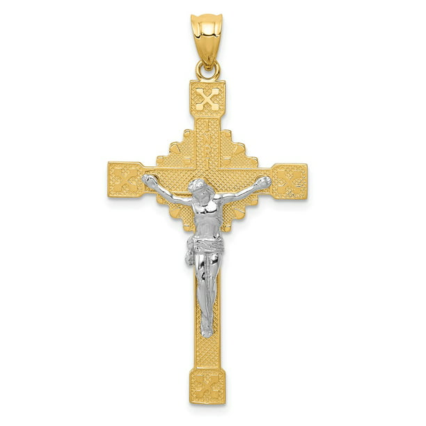 FB Jewels - FB Jewels 14K Two Tone Gold Polished INRI Crucifix Pendant